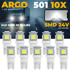 24v 501 Led White Side Light 507 W5W Smd T10 Hella Capless Bulbs HGV Truck 10x