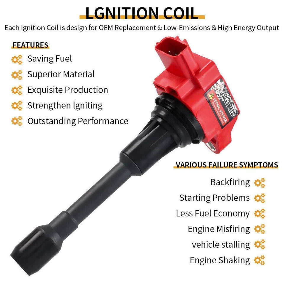 4 piezas Bobinas de encendido y bujía IRIDIO para Nissan Altima Sentra Rogue Versa Foto 4 de 4