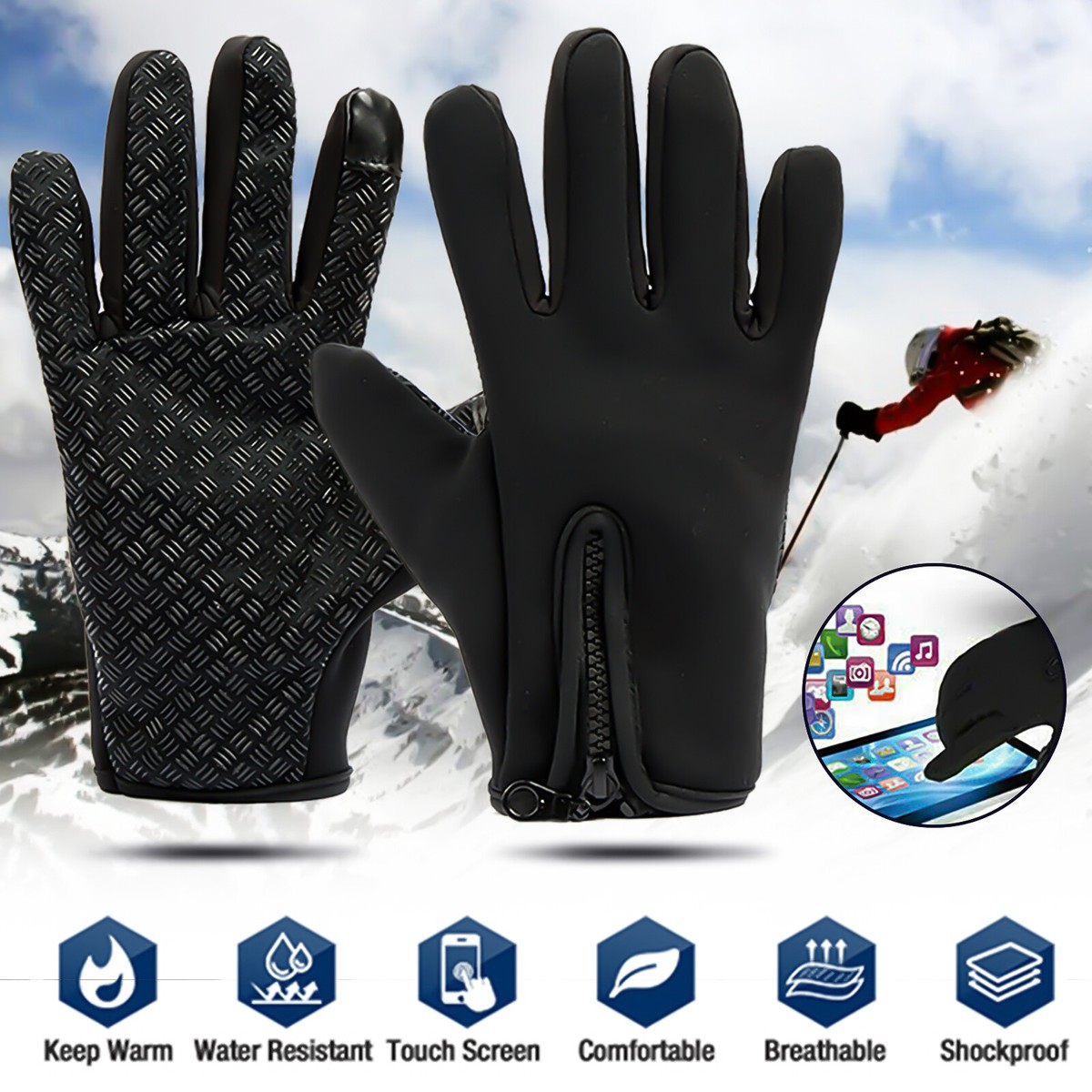 Touchscreen-Winterhandschuhe Für Herren & Frauen – Winddicht, Wasserabweisend, Warm & Rutschfest Für Radfahren, Wandern & Outdoor
