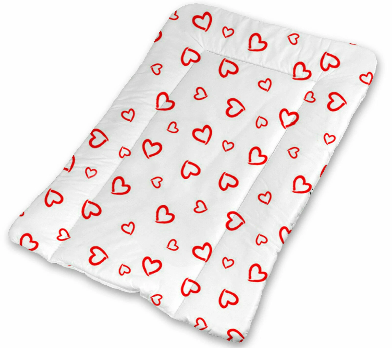 100% Cotton Baby Changing Mat – Red Hearts White Design – Nursery/Toddler
