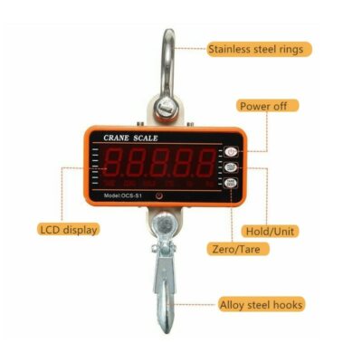 Digital Crane Heavy Duty Hanging Hook Scales 1000KG/1TON 2000LBS Weighing Scales