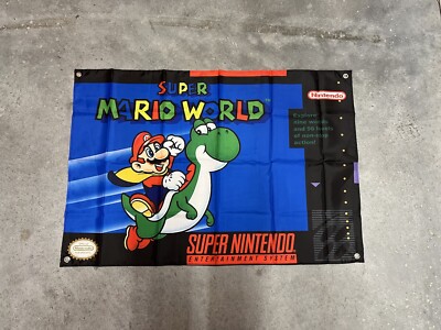 Super Mario World Custom Wall Flag Tapestry 2 x 3 Ft SNES