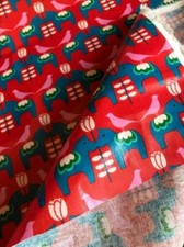 Kokka Laminated Cotton Linen Canvas Fabric Red - per metre