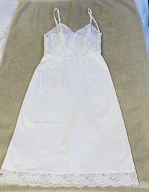 Vintage Kayser Full Slip White Lace Lined Top Slip Sz 32 Adjustable Straps