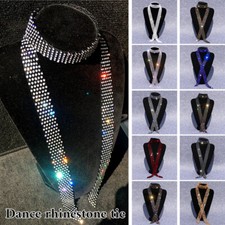 Lady Rhinestone Necktie Tie Glitter Belt Waistband Nightclub Bar Accessories