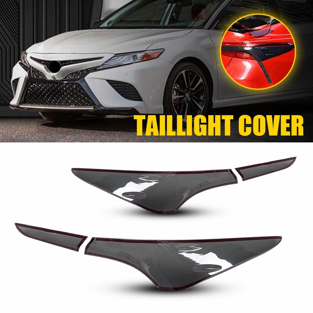 Smoke Black Glossy Taillight Cover Trim For Toyota Camry 2018-2023  