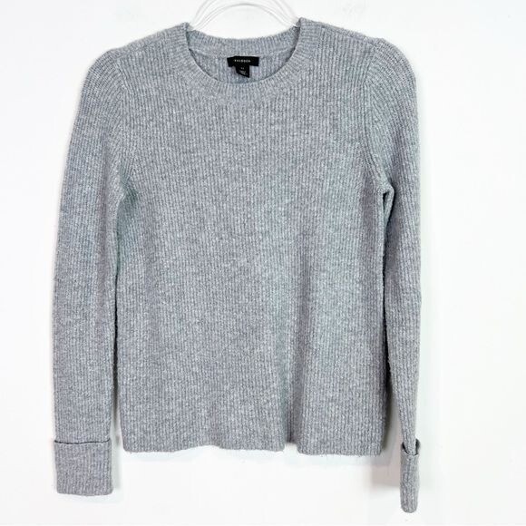 HALOGEN GRAY RIBBED LONG SLEEVE PULLOVER SWEATER … - image 1