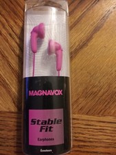 Magnavox Stable Fit Earphones Clear Sound 15mm Driver Provides Clear Sounds