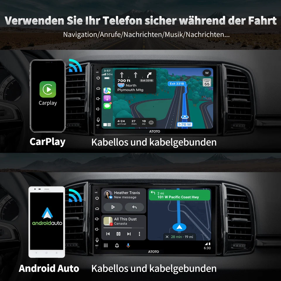 ATOTO A6 7" Android Autoradio Navi 2DIN ChatGPT-AI Wireless Carplay+Telecamera - Immagine 4 di 4