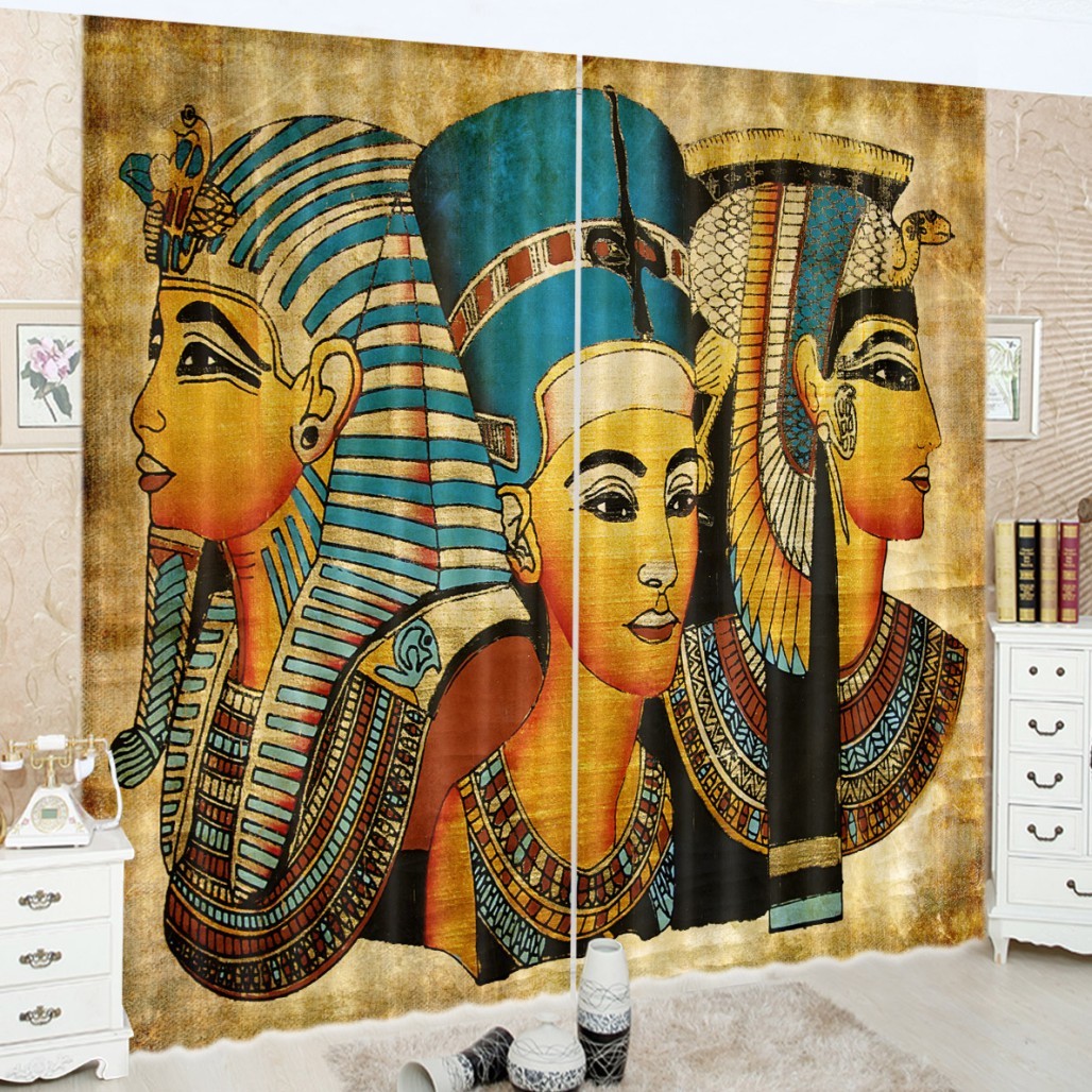 Ancient Egyptian Woman Window Curtains Mural 3D Printing Blockout