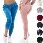 Damen Jogginghose Nicki Samt Freizeithose Trainingshose Slim Fit Tapered