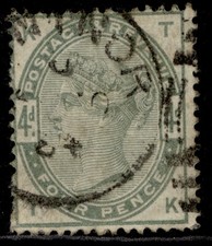 GB QV SG192, 4d dull green, USED. Cat &pound;210. CDS IK