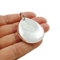 Large Oval Pendant Solid 925 Sterling Silver Drop Large Oval Pendant Solid 925 Sterling Silver Drop