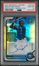2022 Bowman Chrome 1st Sebastian Espino Refractor Auto /499 PSA 10 Blue Jays