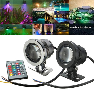 RGB LED Underwater Spot Light 20W 12V Dimmable Remote Garden Pond Pool Lamp IP65