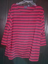 Womens Blouse Laura Scott 3X Multicolor Striped Good Condition