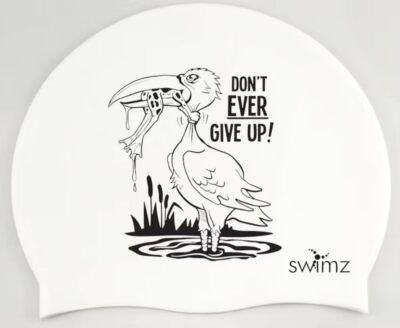 Swimz Don't Ever Give Up Silikon Badekappe - Einheitsgröße passt den meisten Silikon Swimmmin