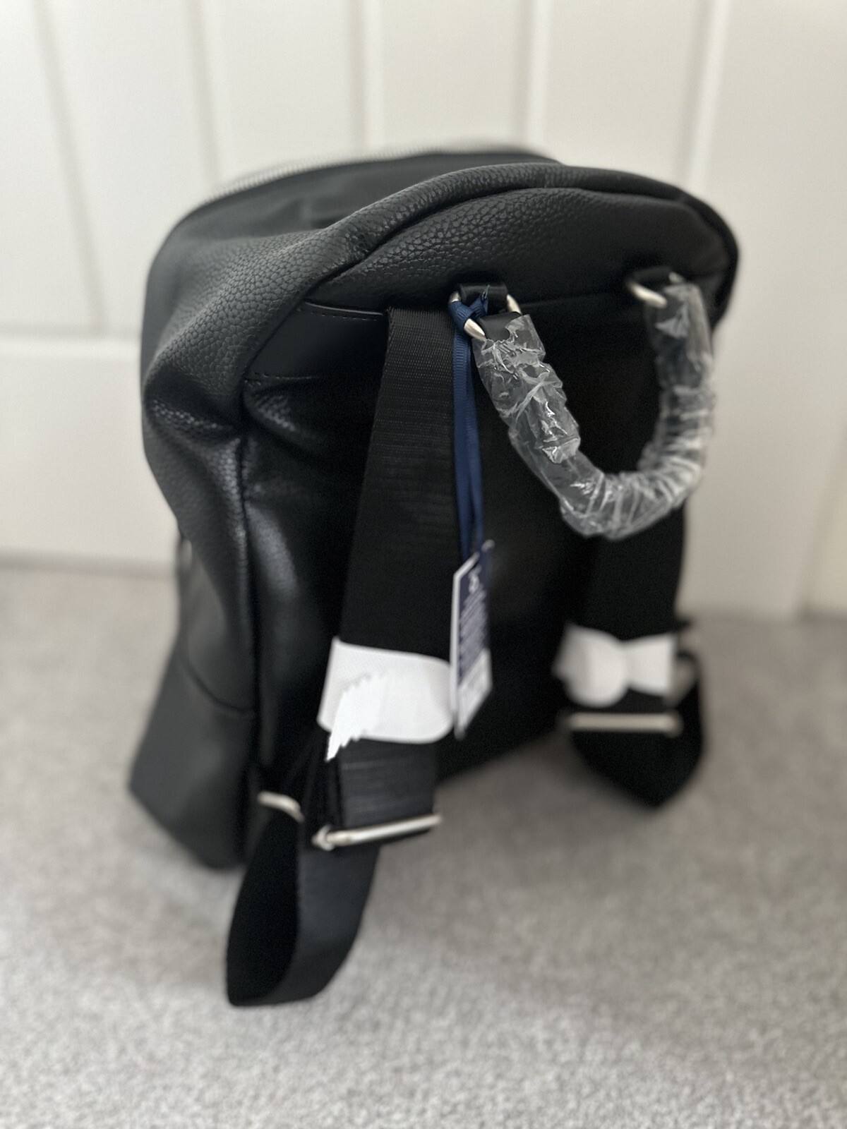 Jack Wills Black Backpack/Rucksack/ Bag Faux Leather BNWT RRP £50