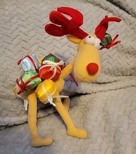 8  Reindeer Christmas Plush Movable Posable Stuffed Animal Carrying presents