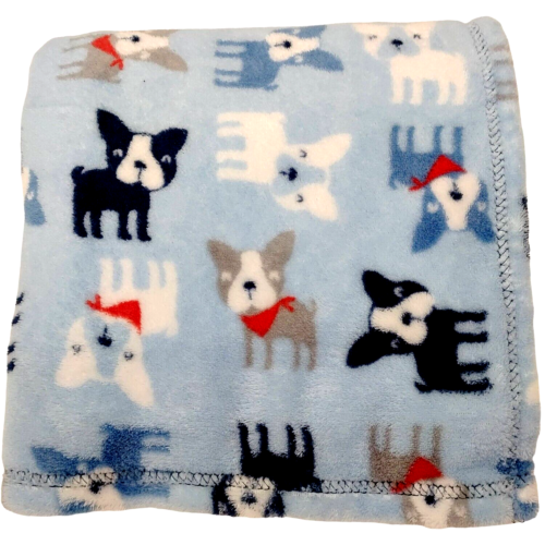 Baby Gear Blue Puppy Dog Blanket Lovey Soft Fleece Chihuahua Bandana Security - Picture 1 of 3