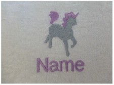 CHILD'S PINK HOODED ROBE embroidered with a KID UNICORN and Personalised Name