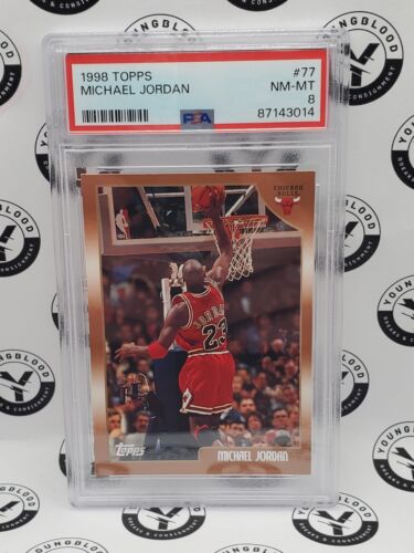 1998 Topps Michael Jordan #77 PSA 8 presque comme neuf Chicago Bulls HOF CHÈVRE dalle fraîche - Photo 1 sur 2