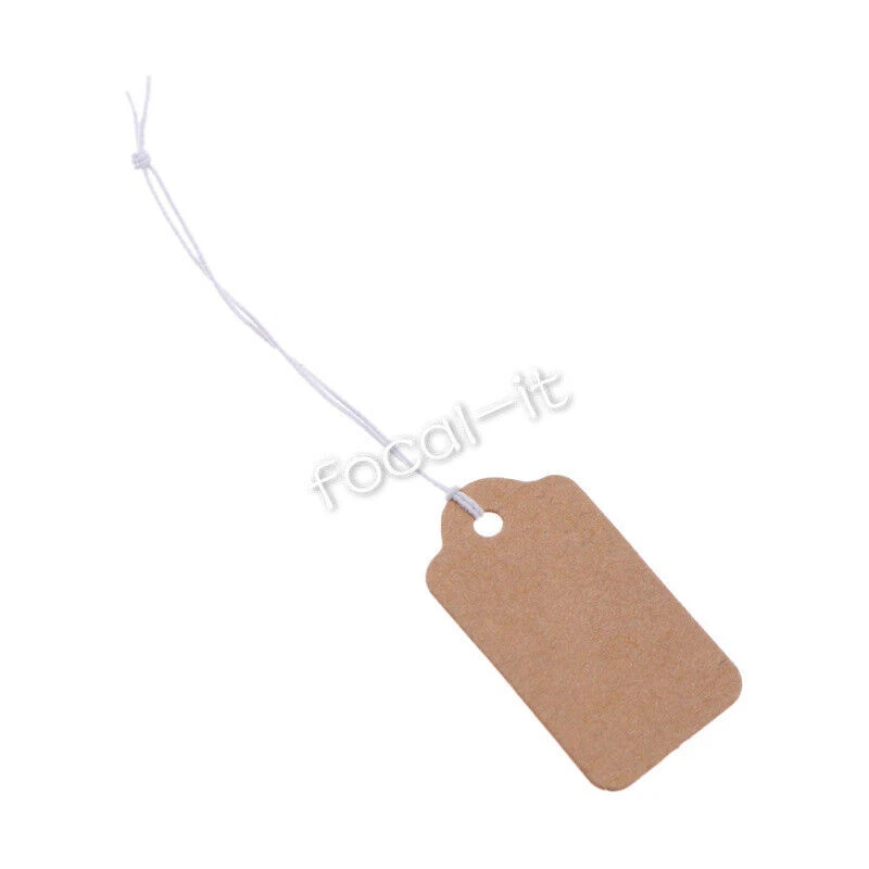 100PC Kraft Paper Blank Labels Pricing String Tags Hangtag Retail Store Supplies - Image 3 of 4