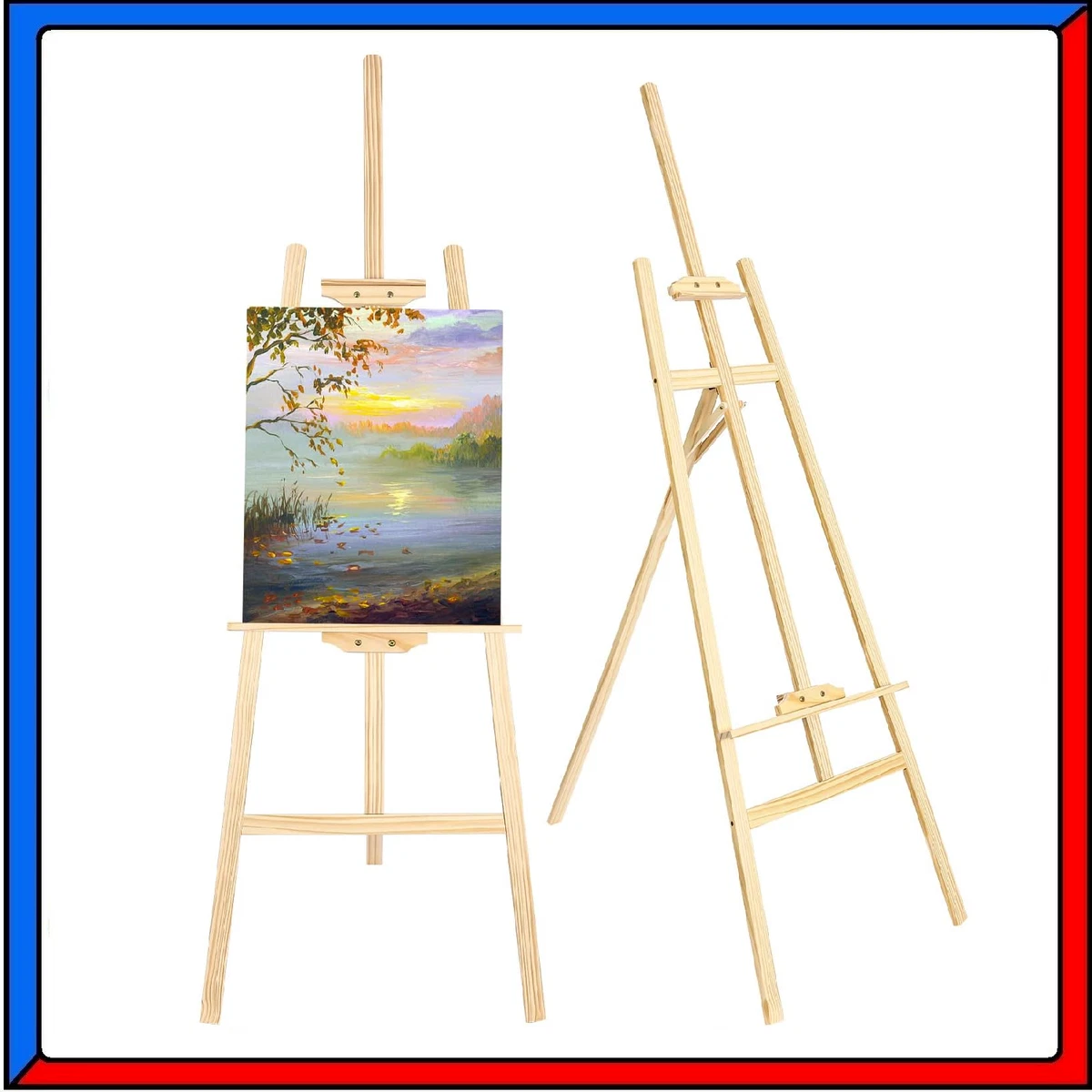 Cavalletto da artista da 1,5 m, cavalletto da studio in legno con telaio ad A per pittura e schizzi, supporto pieghevole per pittura, supporto da disegno, cavalletto regolabile, cavalletto da disegno