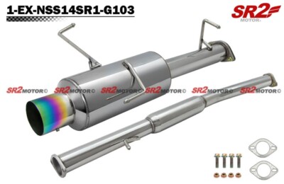 For 95-98 Nissan 240SX S14 Silivia N1 Catback Exhaust Color Burnt Tip Muffler