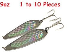 1 to 10 pcs Casting 9oz Crocodile Spoons Silver Saltwater Fish Lures Select qty