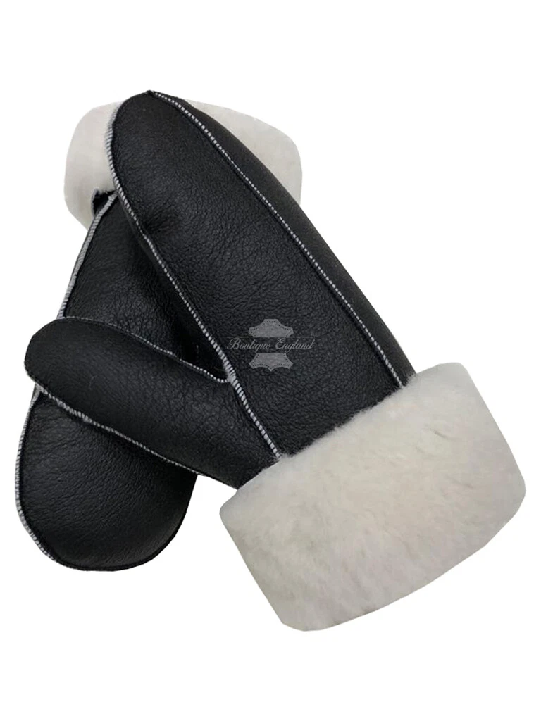 B-3 Sheepskin Mittens Gloves Thick Real Shearling Fur Winter Gloves Warm Mitts
