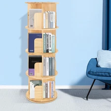Bookshelf Rotating 4 Tier 360 Display Shelf Floor Stand Storage Display Bookcase