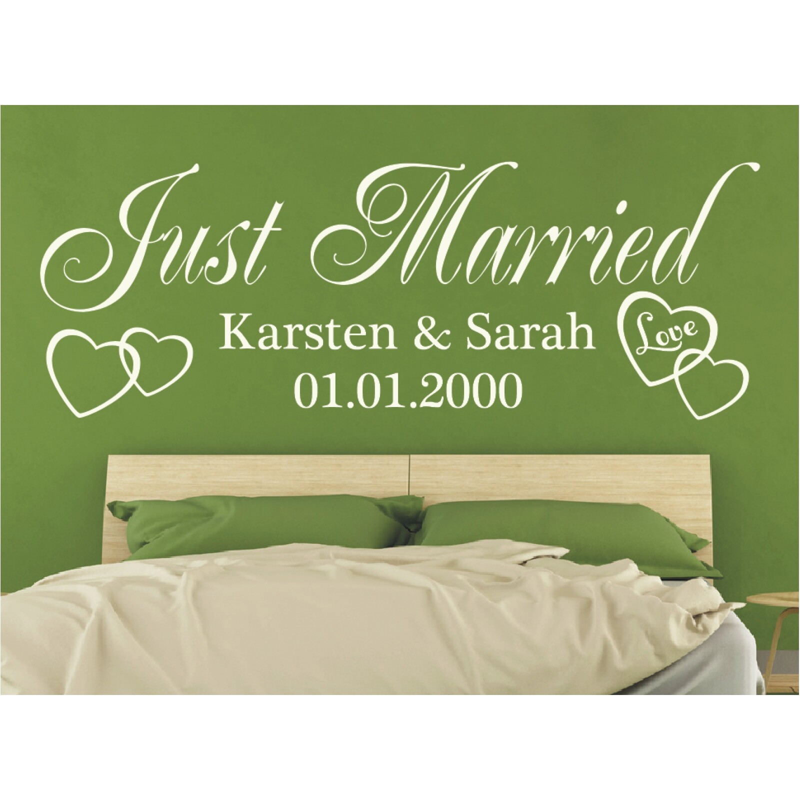 Wandtattoo Just Married Datum Namen Hochzeit Schlafzimmer Spruch Wunschtext 3