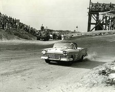 Curtis Turner negotiates turn NASCAR Convertible race Daytona Beac- Old Photo