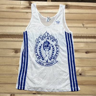 Vintage 70s 80s Adidas Olympics Garden State Games New Jersey Tank Top Size M