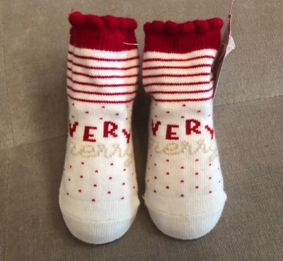 Mud Pie SOCKS Sz 0-12 Months NEW Red White Merry Christmas
