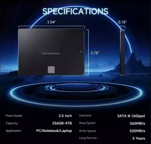 4TB 2TB 1TB SSD 2,5'' SATA III Wewnętrzny dysk półprzewodnikowy PC / MAC 560MB / s Partia Wielka Brytania - Zdjęcie 4 z 14