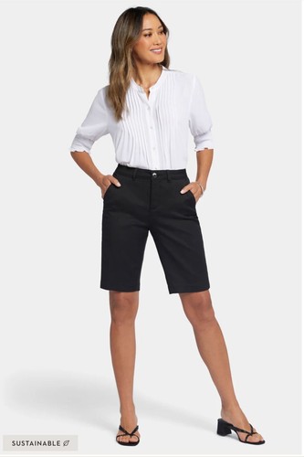 NYDJ Damen schwarze Bermuda Twill Shorts Größe 2
