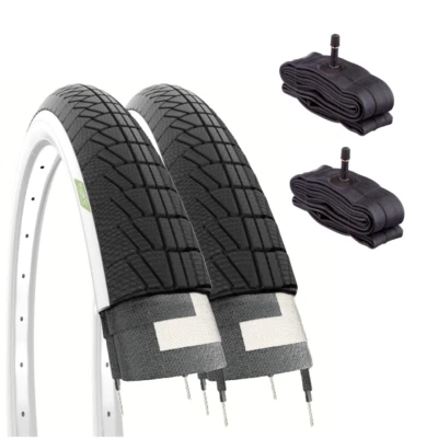 ECOVELÒ 2 COPERTONI 20 X 1.75 + CAMERE AMERICA BIANCONERO BICI CITY BIKE GRAZIELLA 20"