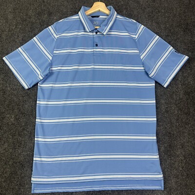 Zero Restriction Golf Polo Shirt Mens Large Blue Stripes Tour Series Stretch
