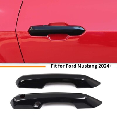 For Ford Mustang 2024+ 2x Door Handle Guards Cover Trims Accessories Gloss Black