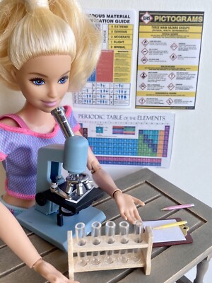 5 pcs Miniature dollhouse microscope science lab test tube rack posters school