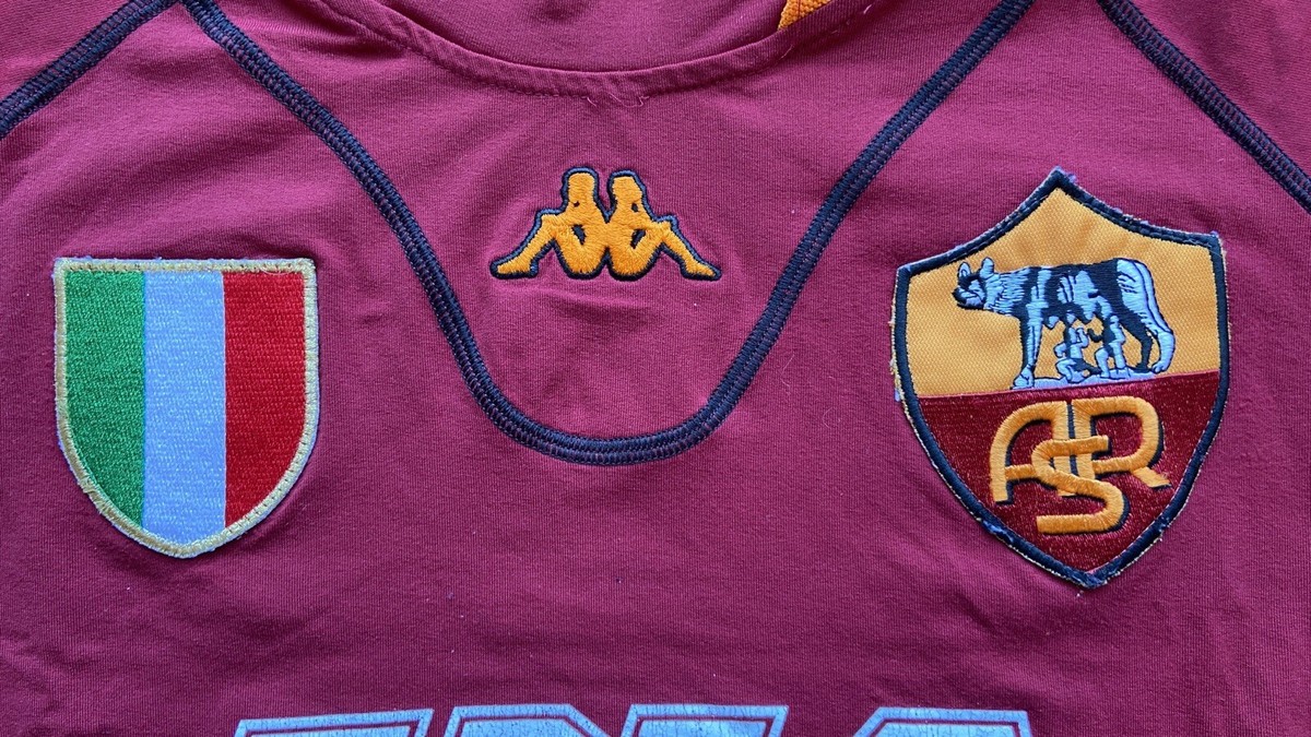 Maillot De Football Domicile AS Roma 2001-2002 - Taille L - Marron - Marque Kappa - Occasion Bon état