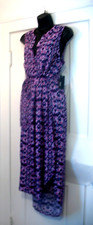 A.N.A Dress Large Hi Lo Boho Straps Purple/Blue Sleeveless Loose 100%Rayon, NWT