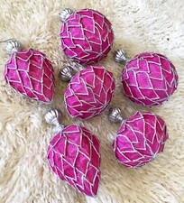 KATHERINE'S COLLECTION SET OF 6 RARE RETIRED PINK CHRISTMAS ORNAMENTS NO TAGS