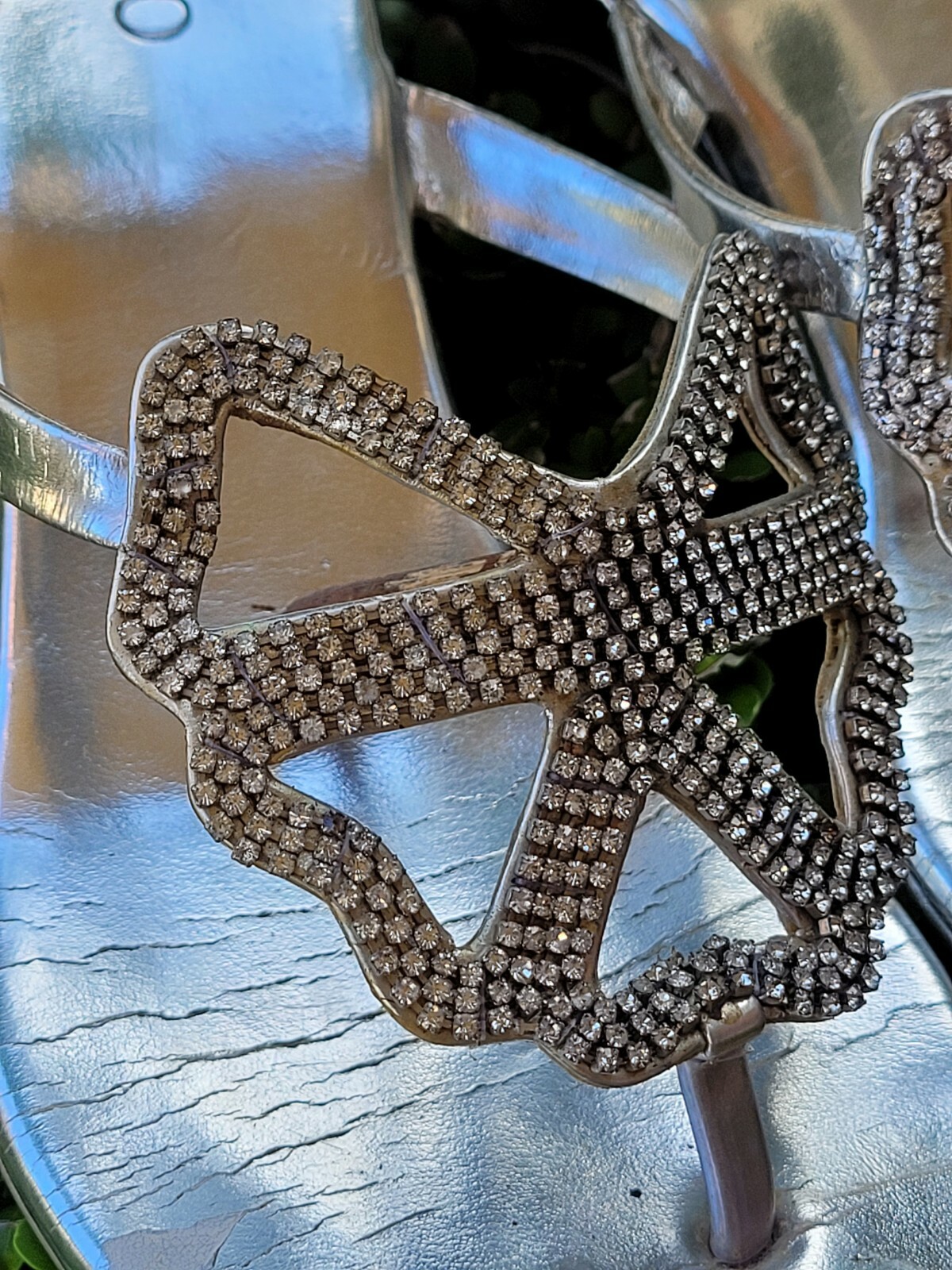 Silver Bling Bow Slip-On Shoes by Metro - Size 38