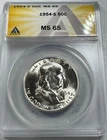 1954-S  Franklin US Half Dollar,   MS65 by ANACS,    SUPERB looking coin!!!