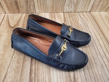 Mocasines de conducción Coach Arlene de cuero negro Horsebit planos para mujer 8,5 B