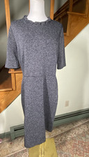 Ann Taylor LOFT Women's Sz 12 Black Tweed Lined Sheath Dress Career Minimalistic