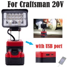Outdoor Camping LED Work Light For Craftsman V20 20V Battery w/USB Adjustable US